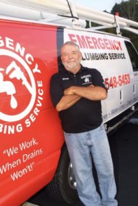 Keith stands proudly by his Emergency Plumbing Service van